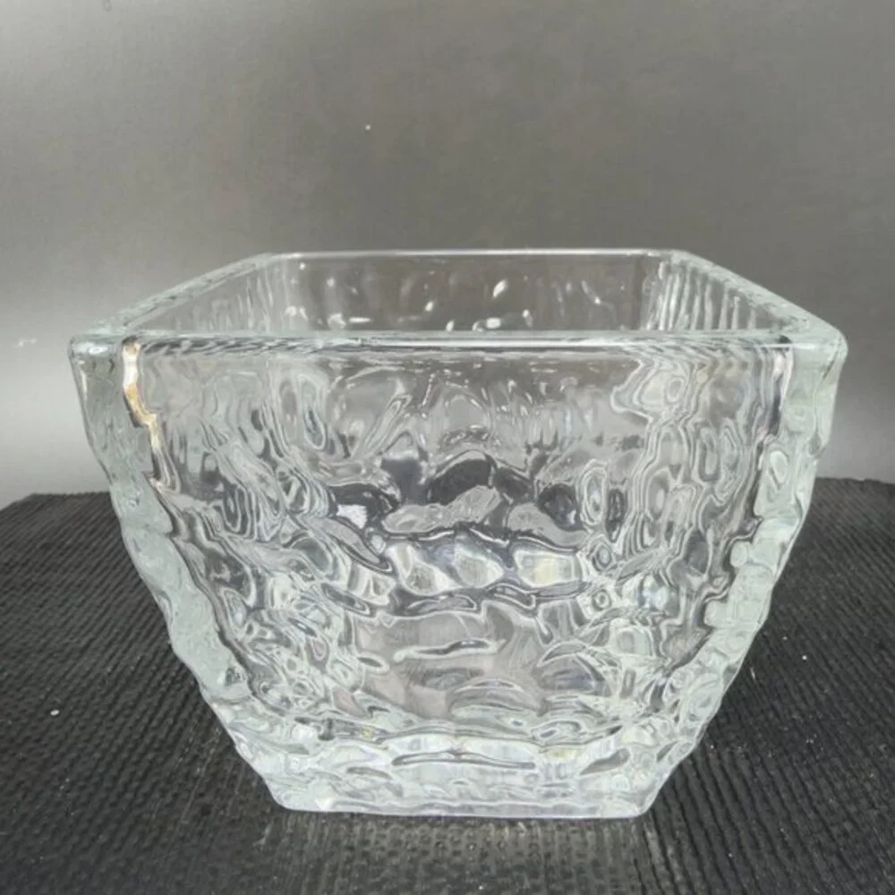 Disaronno Amaretto Rippled Italian Square Clear Dish Bowl Set 2 Bowls Dishes VTG